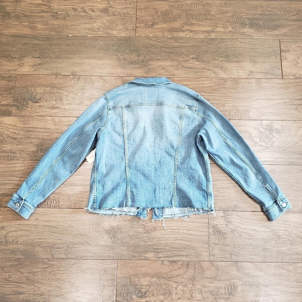 NWT Lucky Brand Fray Hem Denim Jacket Size Large - Picture 8 of 8